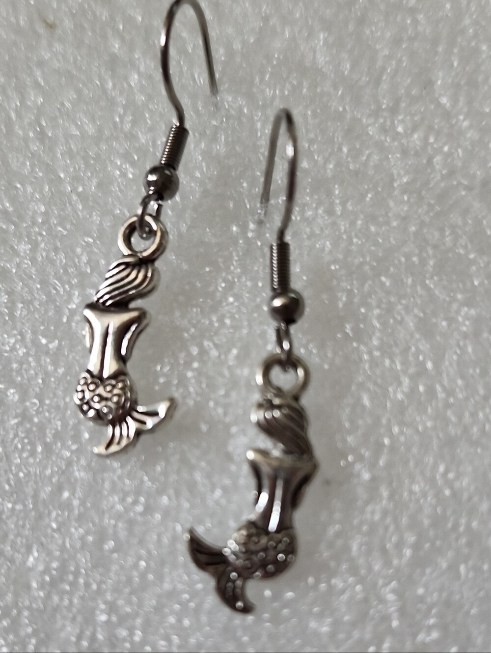 Hand Crafted Silver Tone Mermaid Dangle Earrings